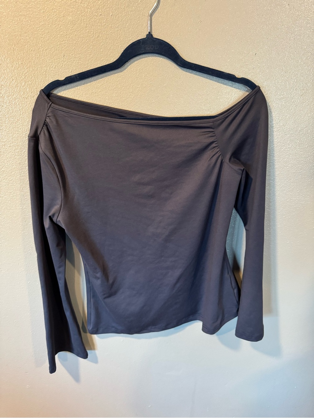Off-Shoulder Long Sleeve Top - Blue